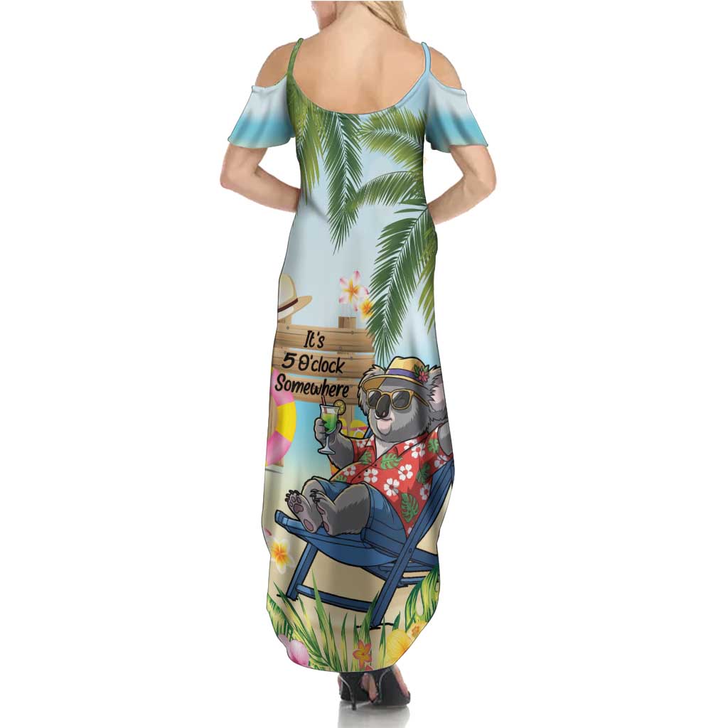 Chilling Koala Australia Family Matching Summer Maxi Dress and Hawaiian Shirt It's 5 O’Clock Somewhere Tropical Vibes - Aussie Hoodie