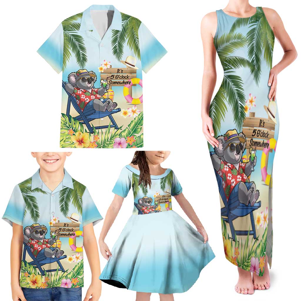 Chilling Koala Australia Family Matching Tank Maxi Dress and Hawaiian Shirt It's 5 O’Clock Somewhere Tropical Vibes - Aussie Hoodie