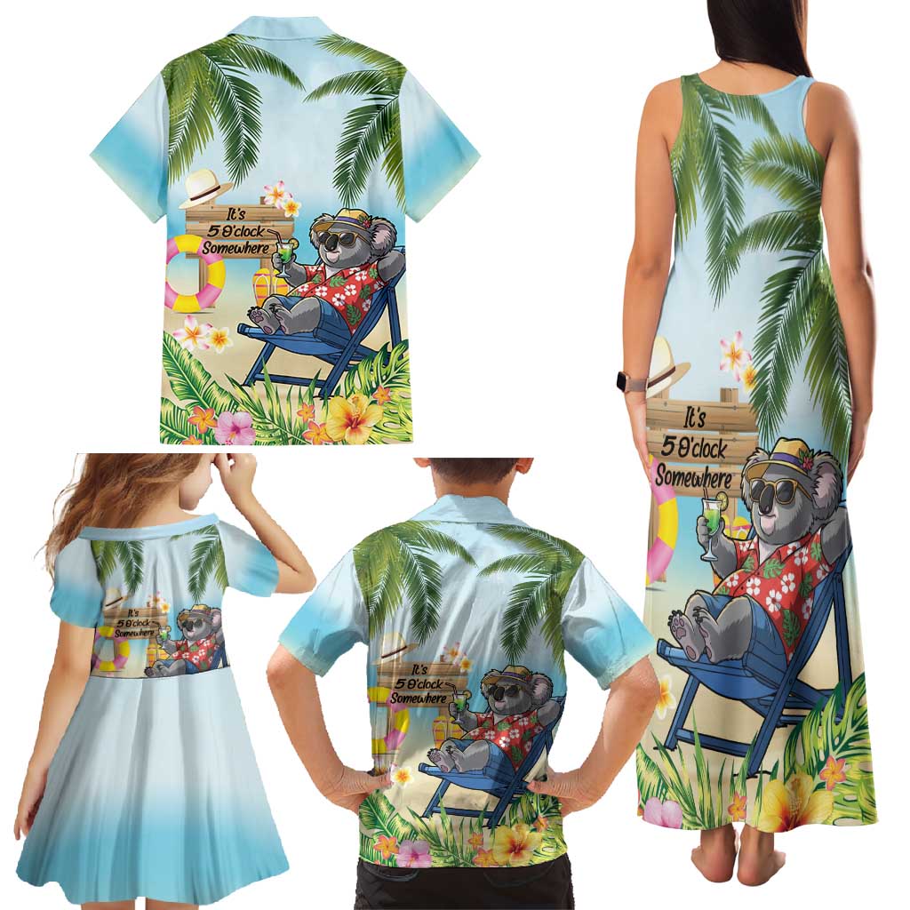 Chilling Koala Australia Family Matching Tank Maxi Dress and Hawaiian Shirt It's 5 O’Clock Somewhere Tropical Vibes - Aussie Hoodie
