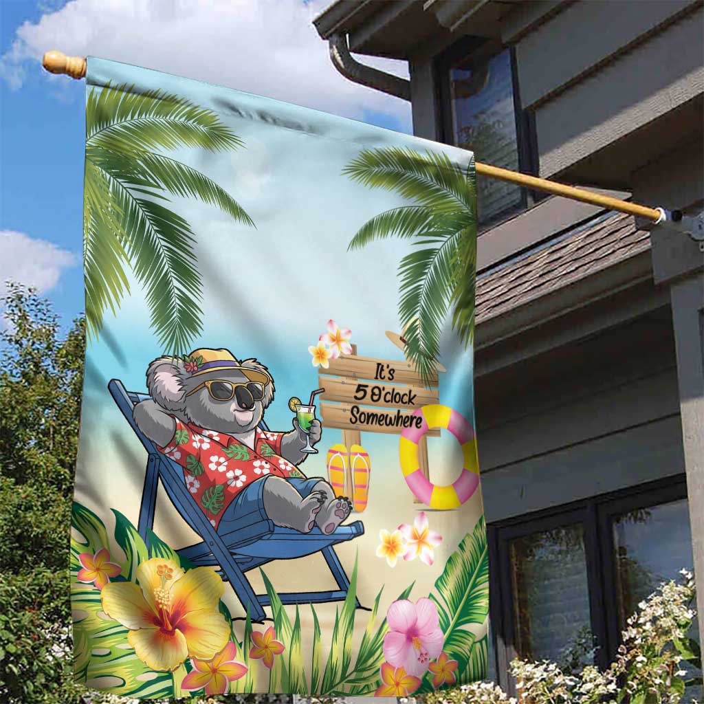 Chilling Koala Australia Garden Flag It's 5 O’Clock Somewhere Tropical Vibes - Aussie Hoodie