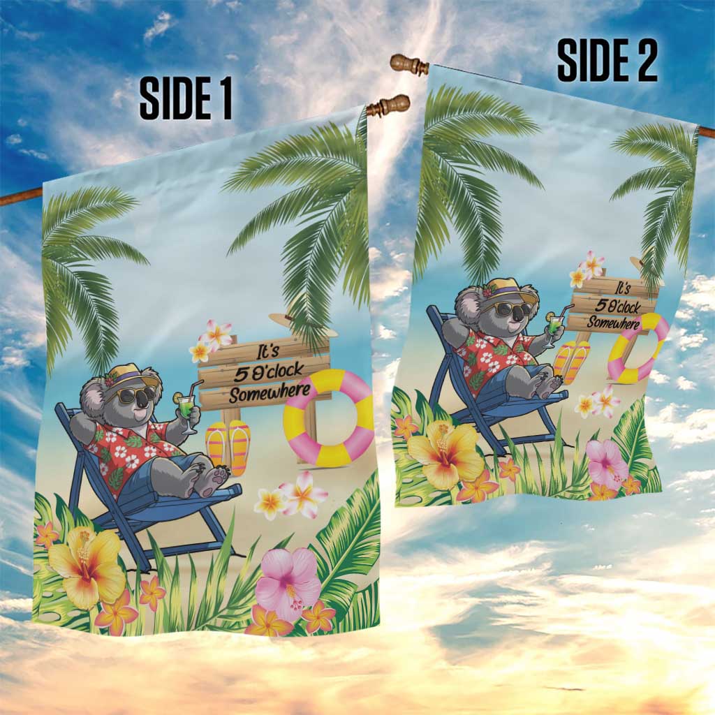 Chilling Koala Australia Garden Flag It's 5 O’Clock Somewhere Tropical Vibes - Aussie Hoodie