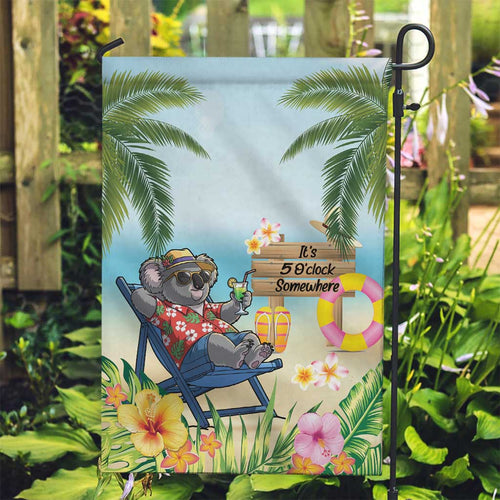 Chilling Koala Australia Garden Flag It's 5 O’Clock Somewhere Tropical Vibes - Aussie Hoodie