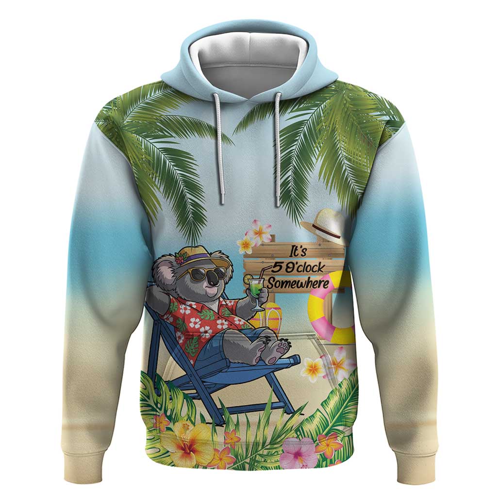 Chilling Koala Australia Hoodie It's 5 O’Clock Somewhere Tropical Vibes - Aussie Hoodie