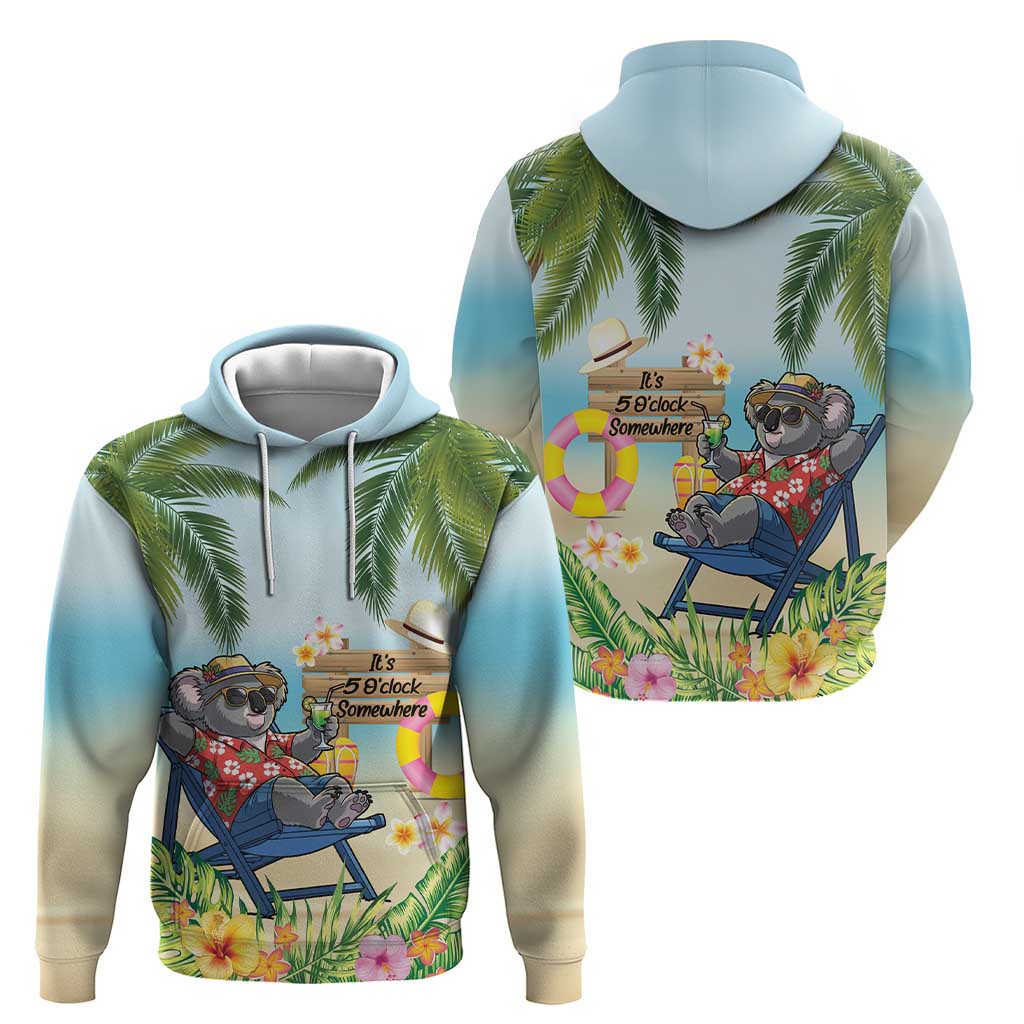 Chilling Koala Australia Hoodie It's 5 O’Clock Somewhere Tropical Vibes - Aussie Hoodie