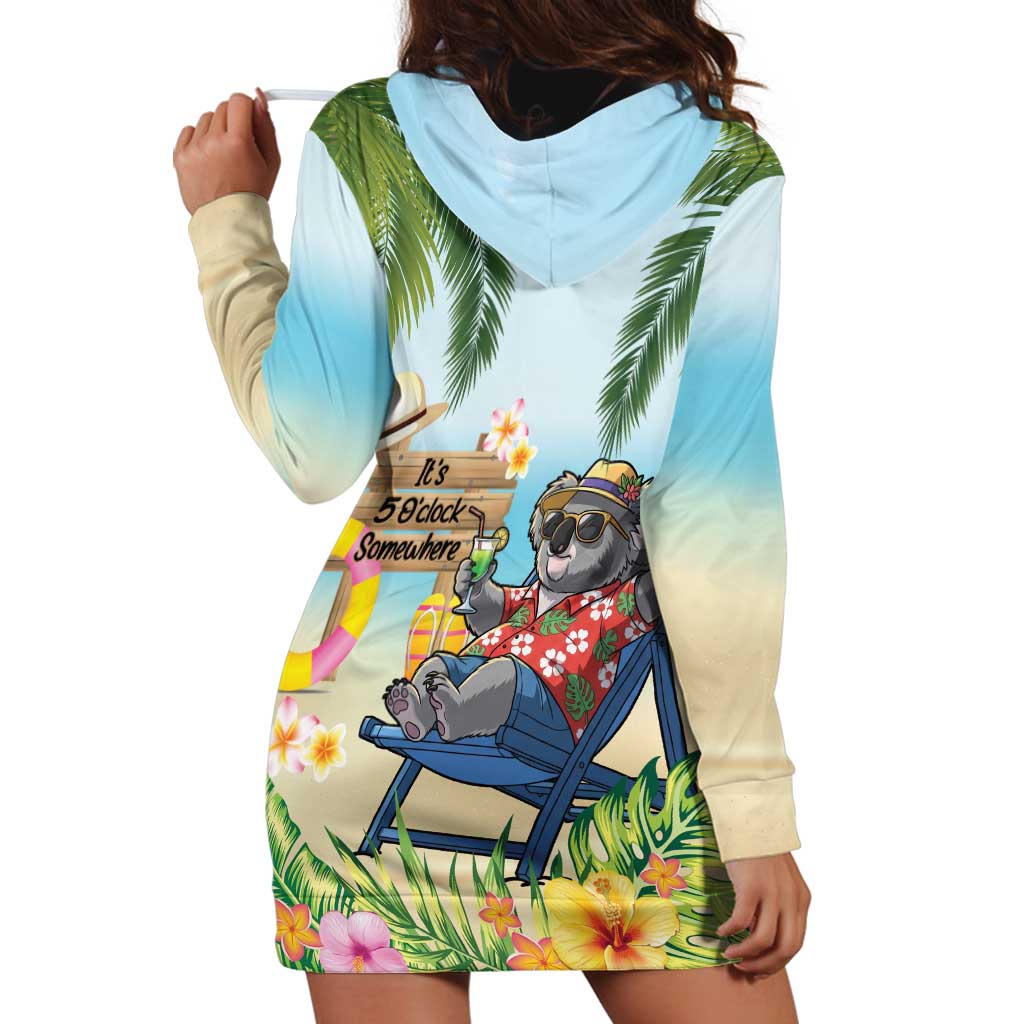 Chilling Koala Australia Hoodie Dress It's 5 O’Clock Somewhere Tropical Vibes - Aussie Hoodie