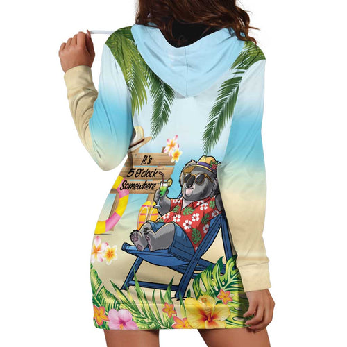 Chilling Koala Australia Hoodie Dress It's 5 O’Clock Somewhere Tropical Vibes - Aussie Hoodie