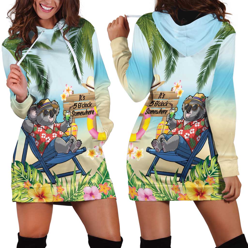 Chilling Koala Australia Hoodie Dress It's 5 O’Clock Somewhere Tropical Vibes - Aussie Hoodie
