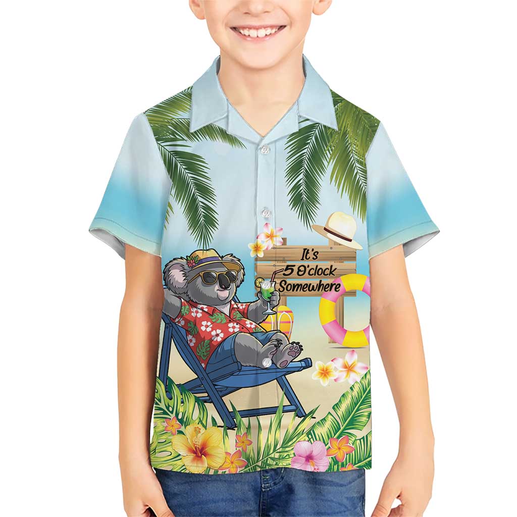 Chilling Koala Australia Kid Hawaiian Shirt It's 5 O’Clock Somewhere Tropical Vibes - Aussie Hoodie
