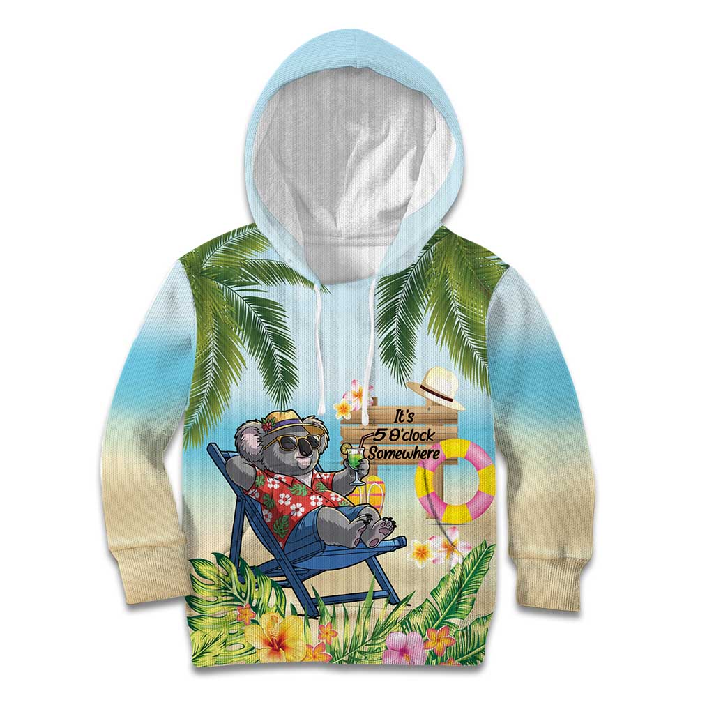 Chilling Koala Australia Kid Hoodie It's 5 O’Clock Somewhere Tropical Vibes - Aussie Hoodie