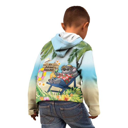 Chilling Koala Australia Kid Hoodie It's 5 O’Clock Somewhere Tropical Vibes - Aussie Hoodie