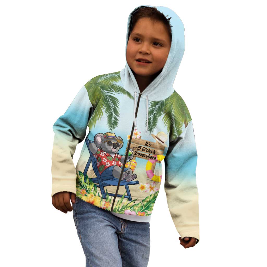 Chilling Koala Australia Kid Hoodie It's 5 O’Clock Somewhere Tropical Vibes - Aussie Hoodie