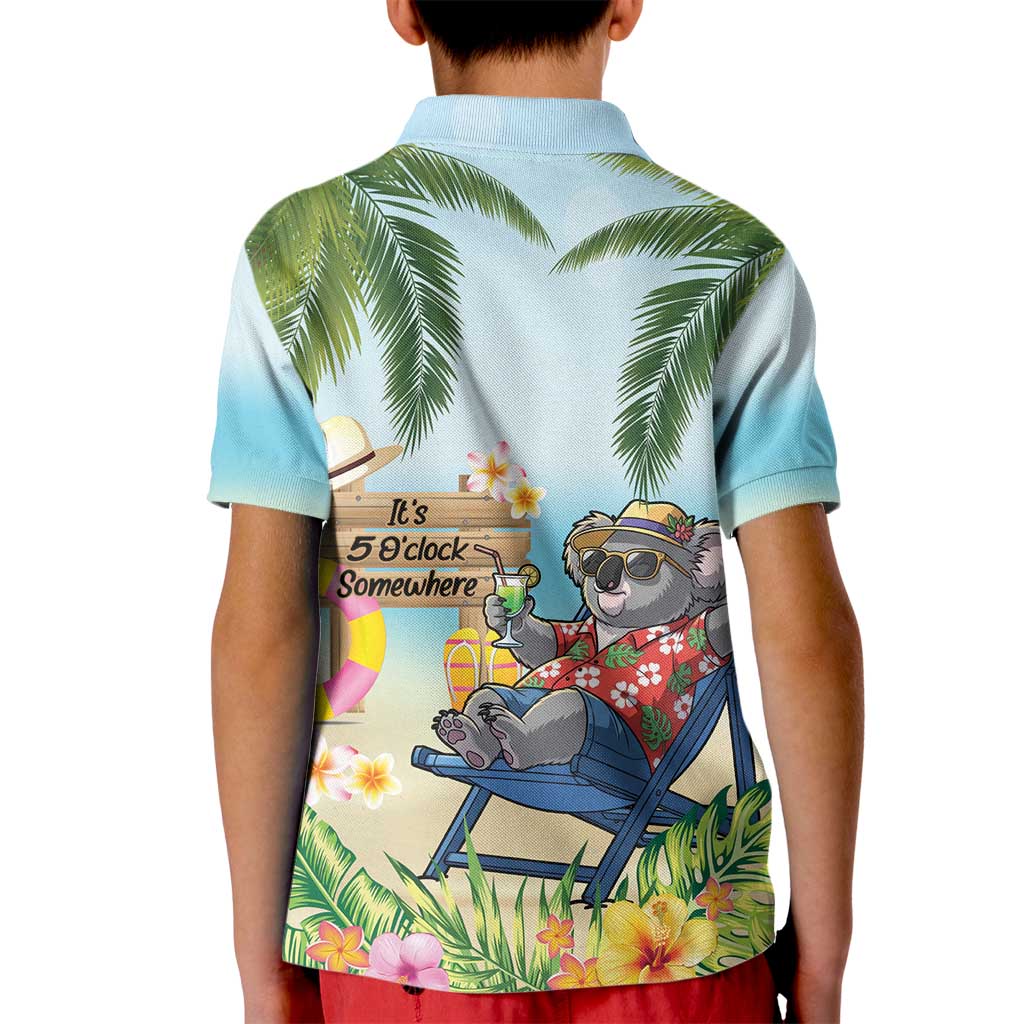 Chilling Koala Australia Kid Polo Shirt It's 5 O’Clock Somewhere Tropical Vibes - Aussie Hoodie