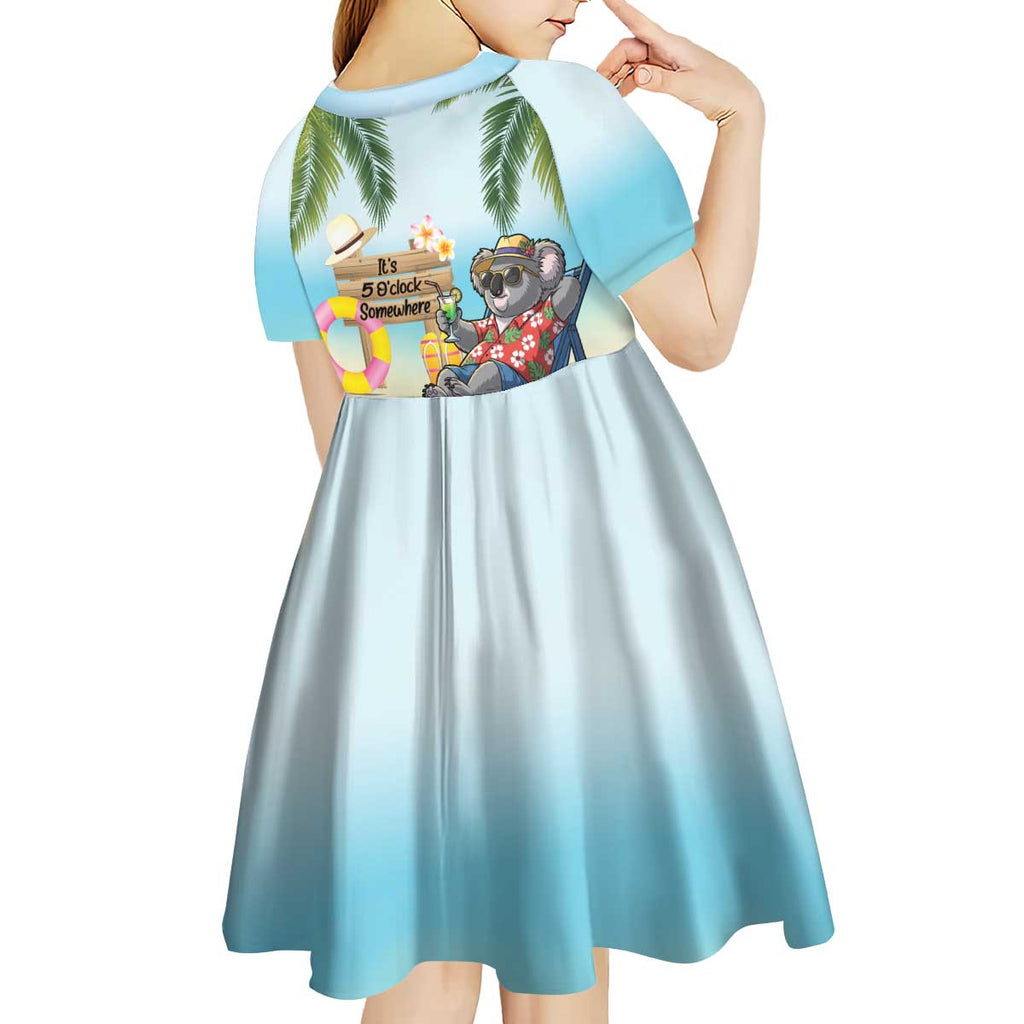 Chilling Koala Australia Kid Short Sleeve Dress It's 5 O’Clock Somewhere Tropical Vibes - Aussie Hoodie