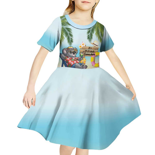 Chilling Koala Australia Kid Short Sleeve Dress It's 5 O’Clock Somewhere Tropical Vibes - Aussie Hoodie