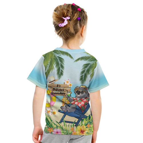 Chilling Koala Australia Kid T Shirt It's 5 O’Clock Somewhere Tropical Vibes - Aussie Hoodie