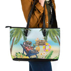 Chilling Koala Australia Leather Tote Bag It's 5 O’Clock Somewhere Tropical Vibes - Aussie Hoodie