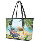 Chilling Koala Australia Leather Tote Bag It's 5 O’Clock Somewhere Tropical Vibes - Aussie Hoodie