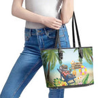 Chilling Koala Australia Leather Tote Bag It's 5 O’Clock Somewhere Tropical Vibes - Aussie Hoodie