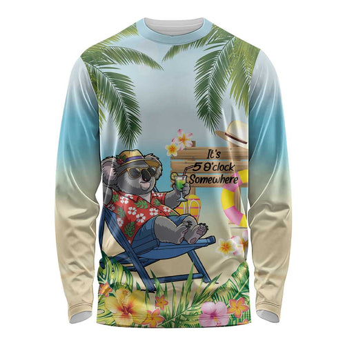 Chilling Koala Australia Long Sleeve Shirt It's 5 O’Clock Somewhere Tropical Vibes - Aussie Hoodie