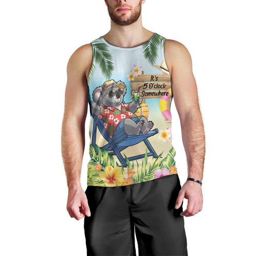 Chilling Koala Australia Men Tank Top It's 5 O’Clock Somewhere Tropical Vibes - Aussie Hoodie