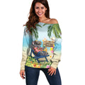 Chilling Koala Australia Off Shoulder Sweater It's 5 O’Clock Somewhere Tropical Vibes - Aussie Hoodie