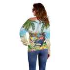 Chilling Koala Australia Off Shoulder Sweater It's 5 O’Clock Somewhere Tropical Vibes - Aussie Hoodie