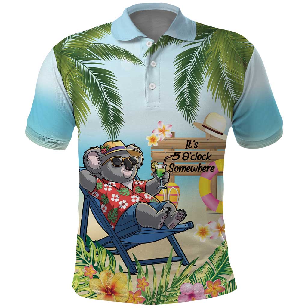 Chilling Koala Australia Polo Shirt It's 5 O’Clock Somewhere Tropical Vibes - Aussie Hoodie