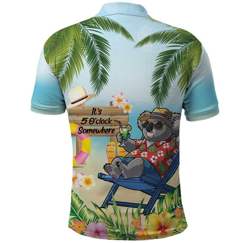 Chilling Koala Australia Polo Shirt It's 5 O’Clock Somewhere Tropical Vibes - Aussie Hoodie
