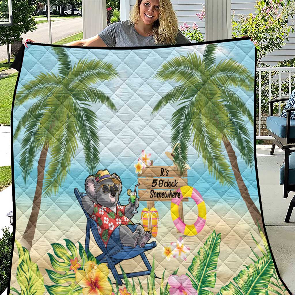 Chilling Koala Australia Quilt It's 5 O’Clock Somewhere Tropical Vibes - Aussie Hoodie