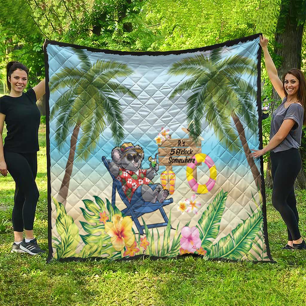Chilling Koala Australia Quilt It's 5 O’Clock Somewhere Tropical Vibes - Aussie Hoodie