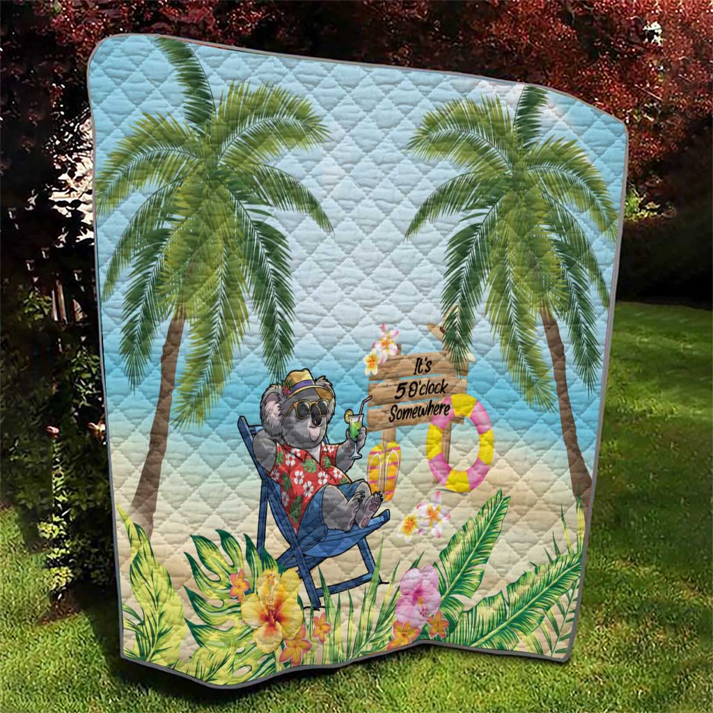 Chilling Koala Australia Quilt It's 5 O’Clock Somewhere Tropical Vibes - Aussie Hoodie