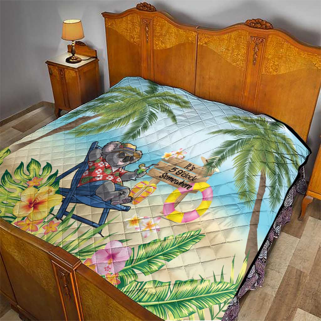 Chilling Koala Australia Quilt It's 5 O’Clock Somewhere Tropical Vibes - Aussie Hoodie