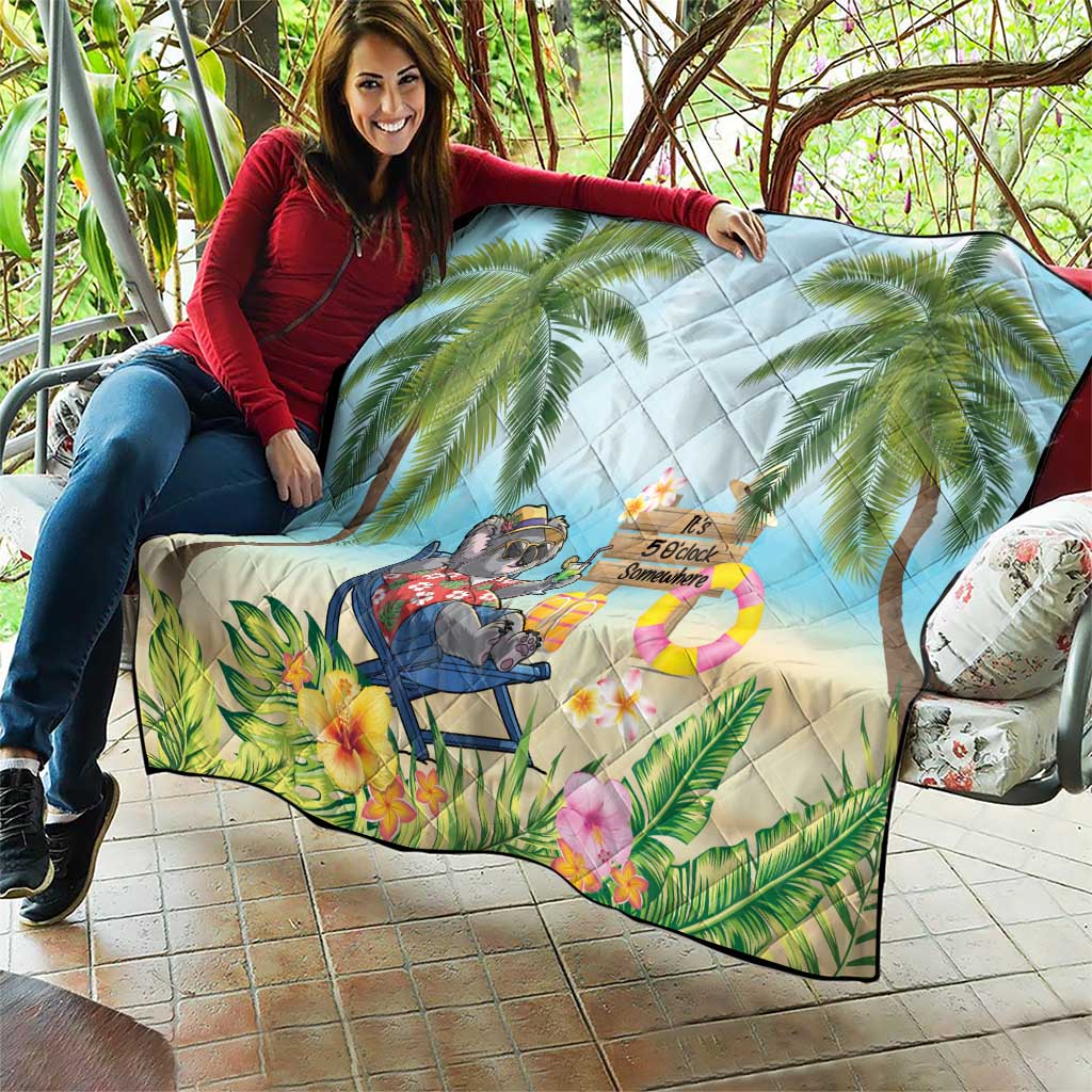 Chilling Koala Australia Quilt It's 5 O’Clock Somewhere Tropical Vibes - Aussie Hoodie