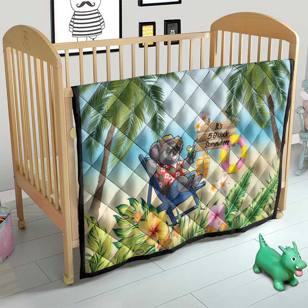 Chilling Koala Australia Quilt It's 5 O’Clock Somewhere Tropical Vibes - Aussie Hoodie