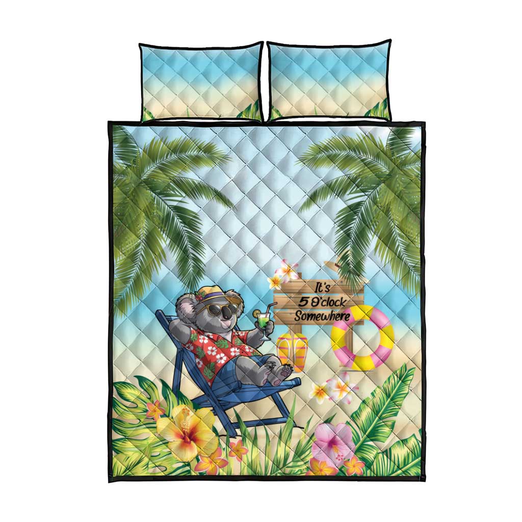 Chilling Koala Australia Quilt Bed Set It's 5 O’Clock Somewhere Tropical Vibes - Aussie Hoodie