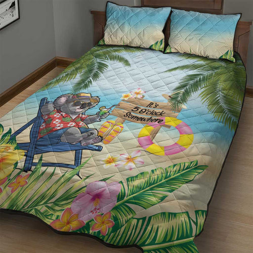 Chilling Koala Australia Quilt Bed Set It's 5 O’Clock Somewhere Tropical Vibes - Aussie Hoodie