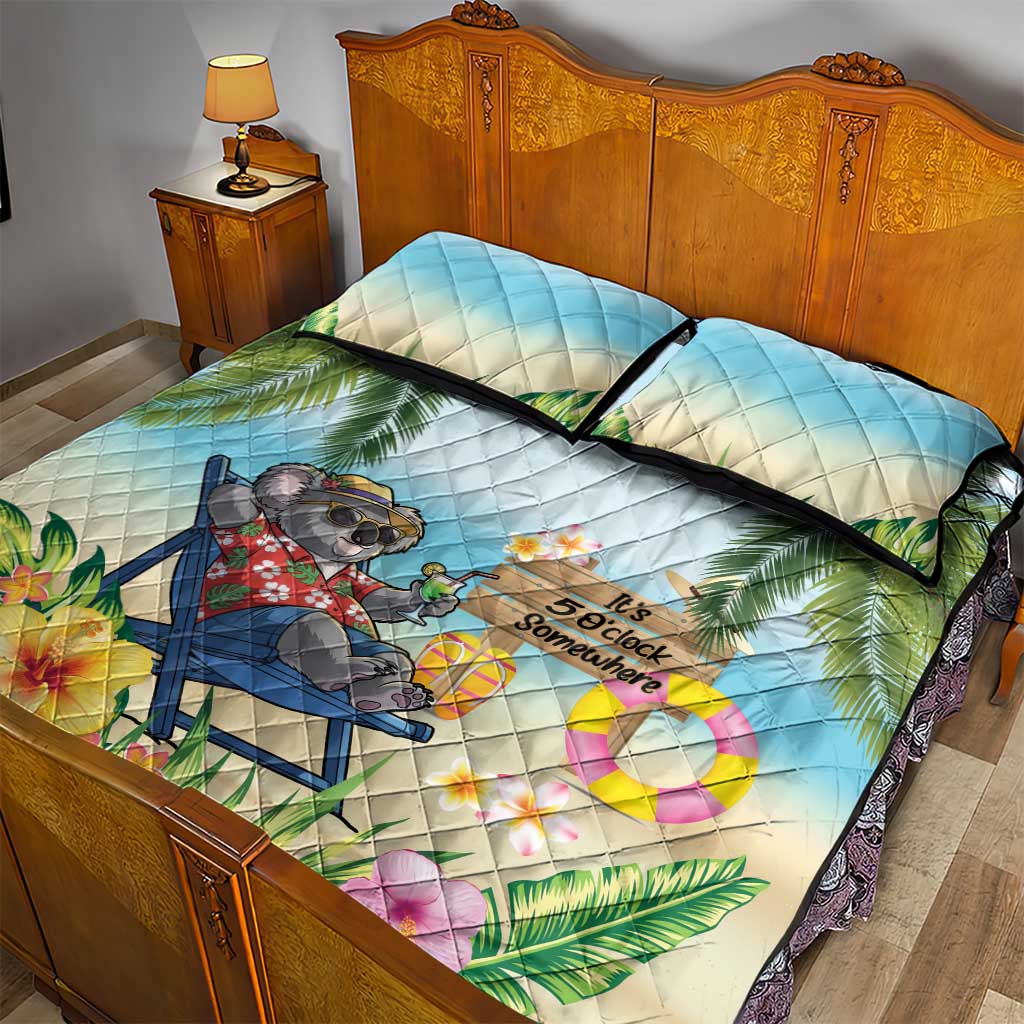 Chilling Koala Australia Quilt Bed Set It's 5 O’Clock Somewhere Tropical Vibes - Aussie Hoodie