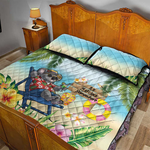 Chilling Koala Australia Quilt Bed Set It's 5 O’Clock Somewhere Tropical Vibes - Aussie Hoodie