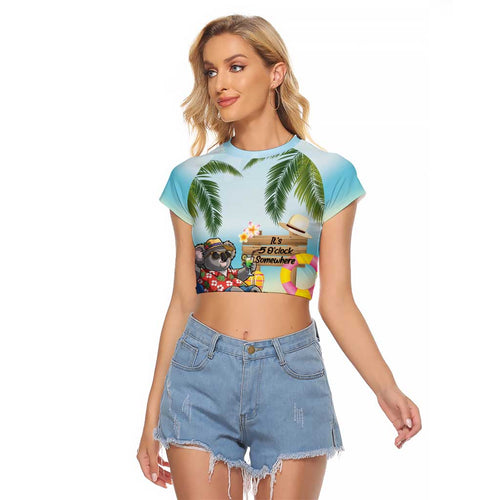 Chilling Koala Australia Raglan Cropped T Shirt It's 5 O’Clock Somewhere Tropical Vibes - Aussie Hoodie