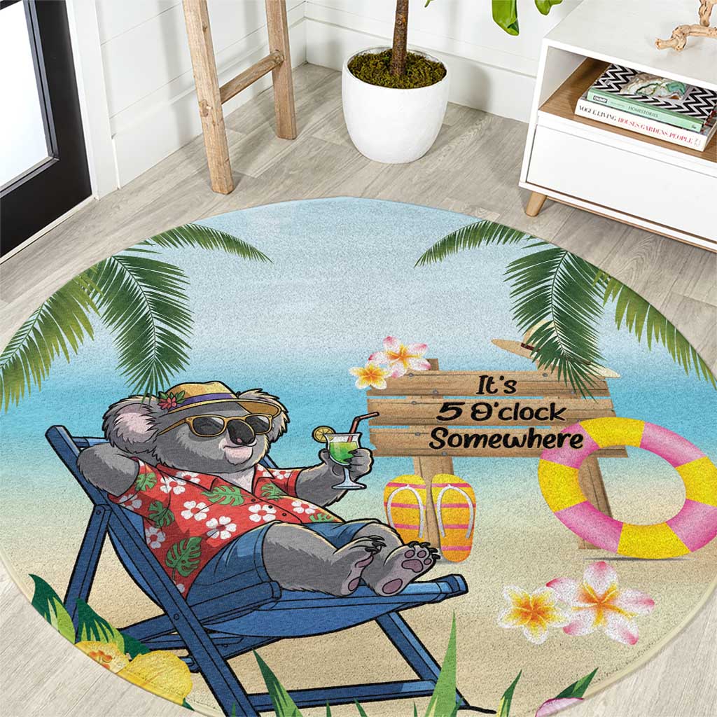 Chilling Koala Australia Round Carpet It's 5 O’Clock Somewhere Tropical Vibes - Aussie Hoodie