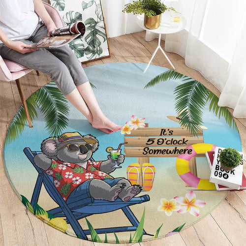 Chilling Koala Australia Round Carpet It's 5 O’Clock Somewhere Tropical Vibes - Aussie Hoodie