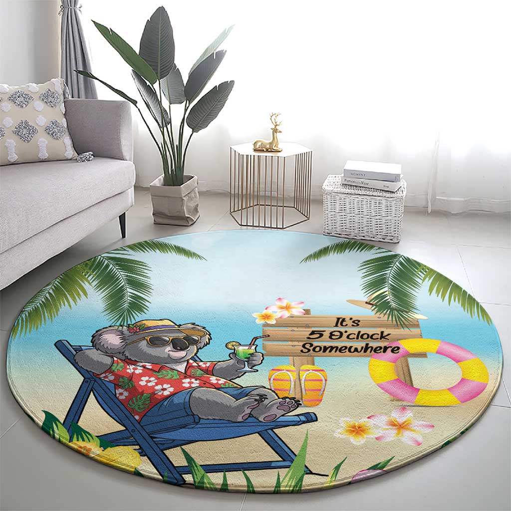 Chilling Koala Australia Round Carpet It's 5 O’Clock Somewhere Tropical Vibes - Aussie Hoodie