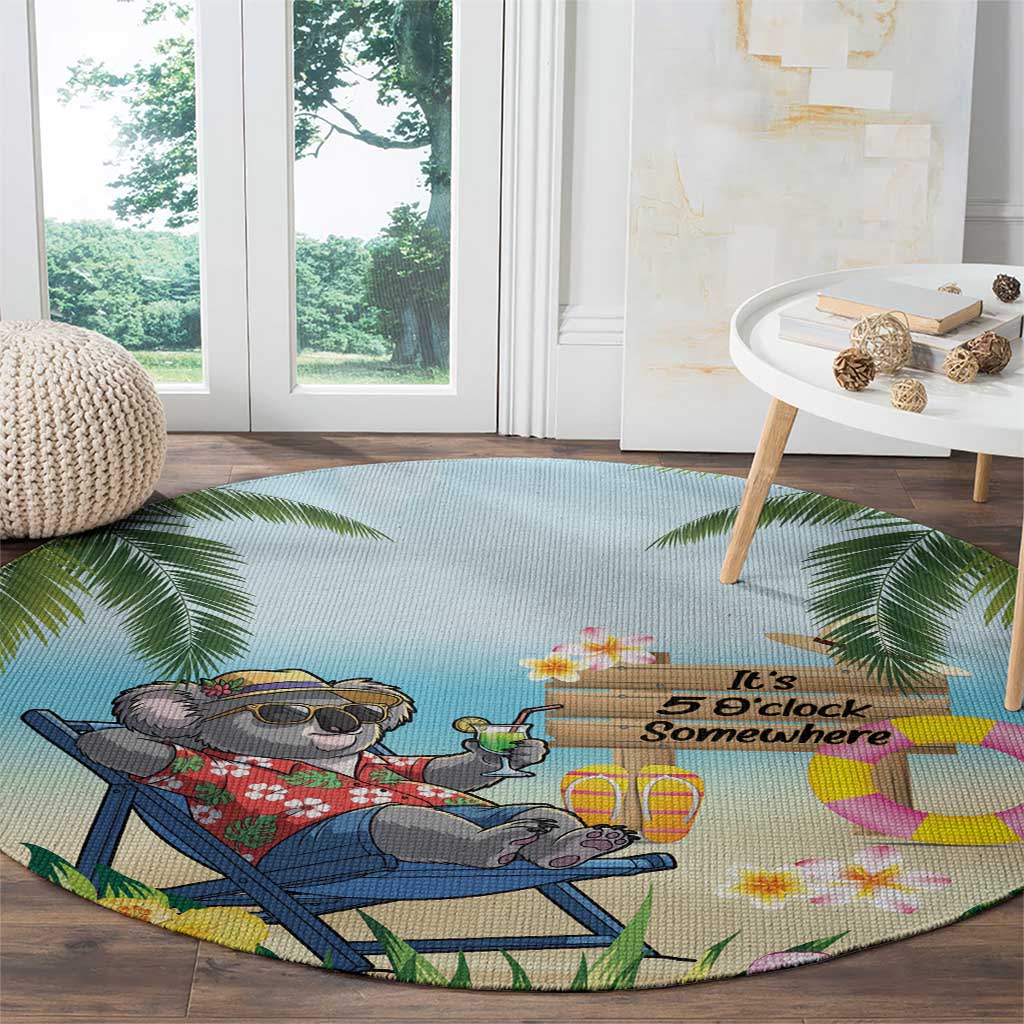 Chilling Koala Australia Round Carpet It's 5 O’Clock Somewhere Tropical Vibes - Aussie Hoodie