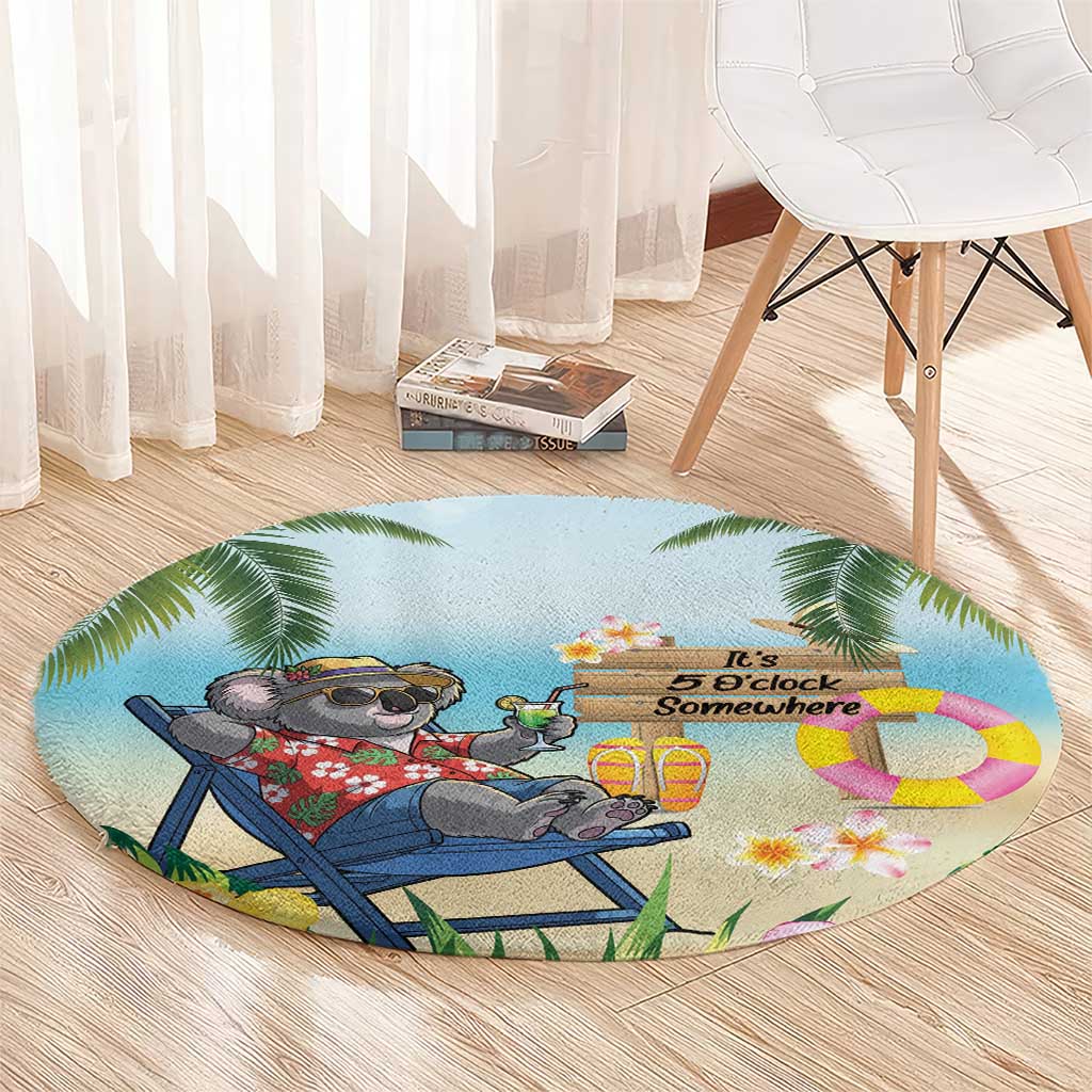 Chilling Koala Australia Round Carpet It's 5 O’Clock Somewhere Tropical Vibes - Aussie Hoodie