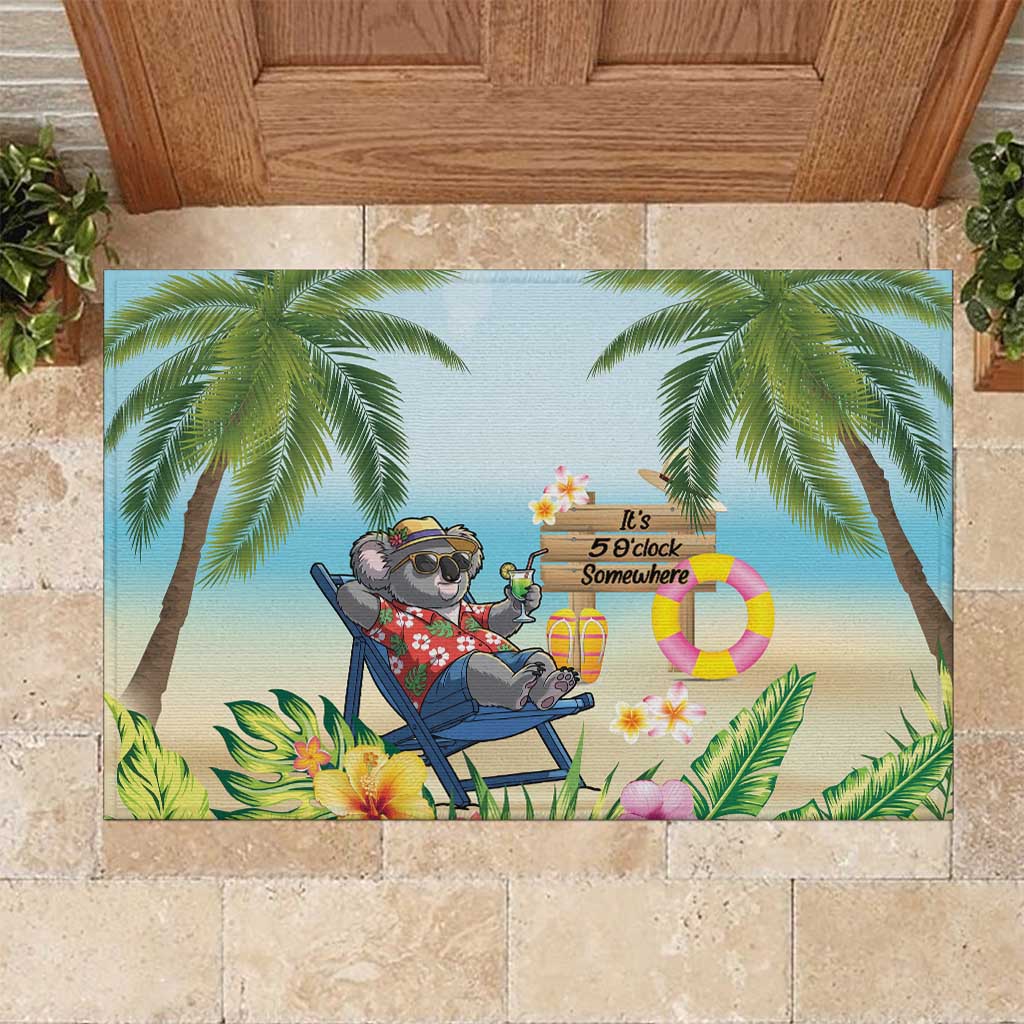 Chilling Koala Australia Rubber Doormat It's 5 O’Clock Somewhere Tropical Vibes - Aussie Hoodie