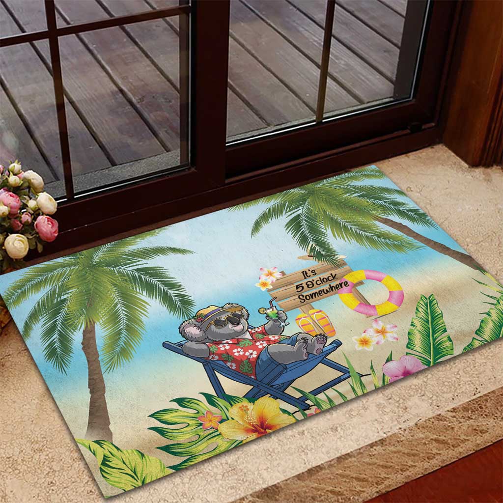 Chilling Koala Australia Rubber Doormat It's 5 O’Clock Somewhere Tropical Vibes - Aussie Hoodie