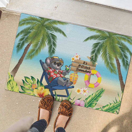 Chilling Koala Australia Rubber Doormat It's 5 O’Clock Somewhere Tropical Vibes - Aussie Hoodie