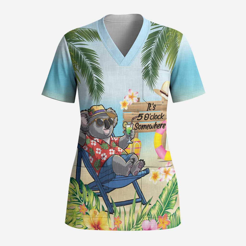 Chilling Koala Australia Scrub Top It's 5 O’Clock Somewhere Tropical Vibes - Aussie Hoodie