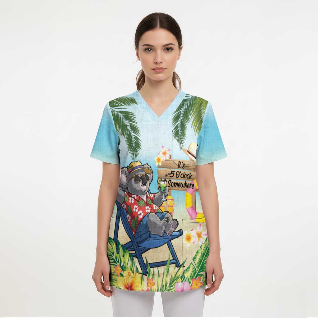 Chilling Koala Australia Scrub Top It's 5 O’Clock Somewhere Tropical Vibes - Aussie Hoodie