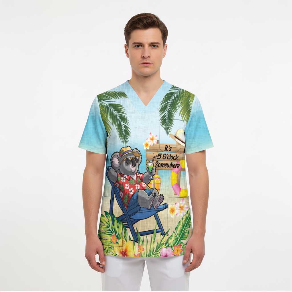 Chilling Koala Australia Scrub Top It's 5 O’Clock Somewhere Tropical Vibes - Aussie Hoodie